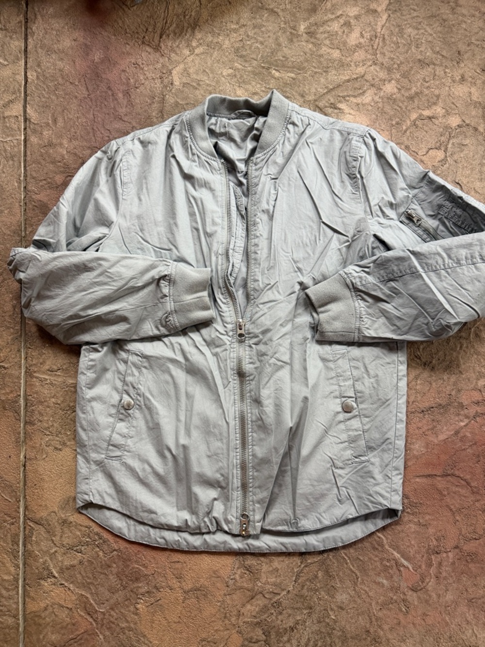 Light Grey Men's Bomber Jacket - Modern Casual Zip-Up